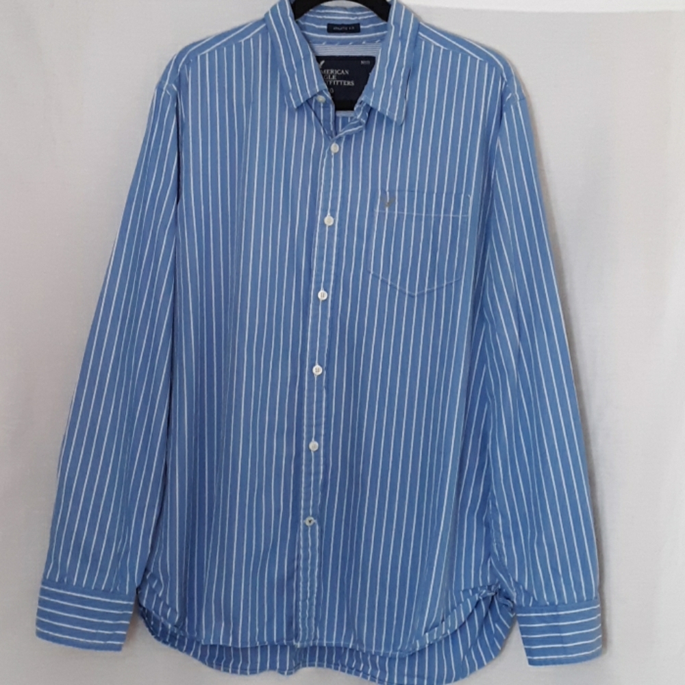 American Eagle Blue w/ white stripe button down